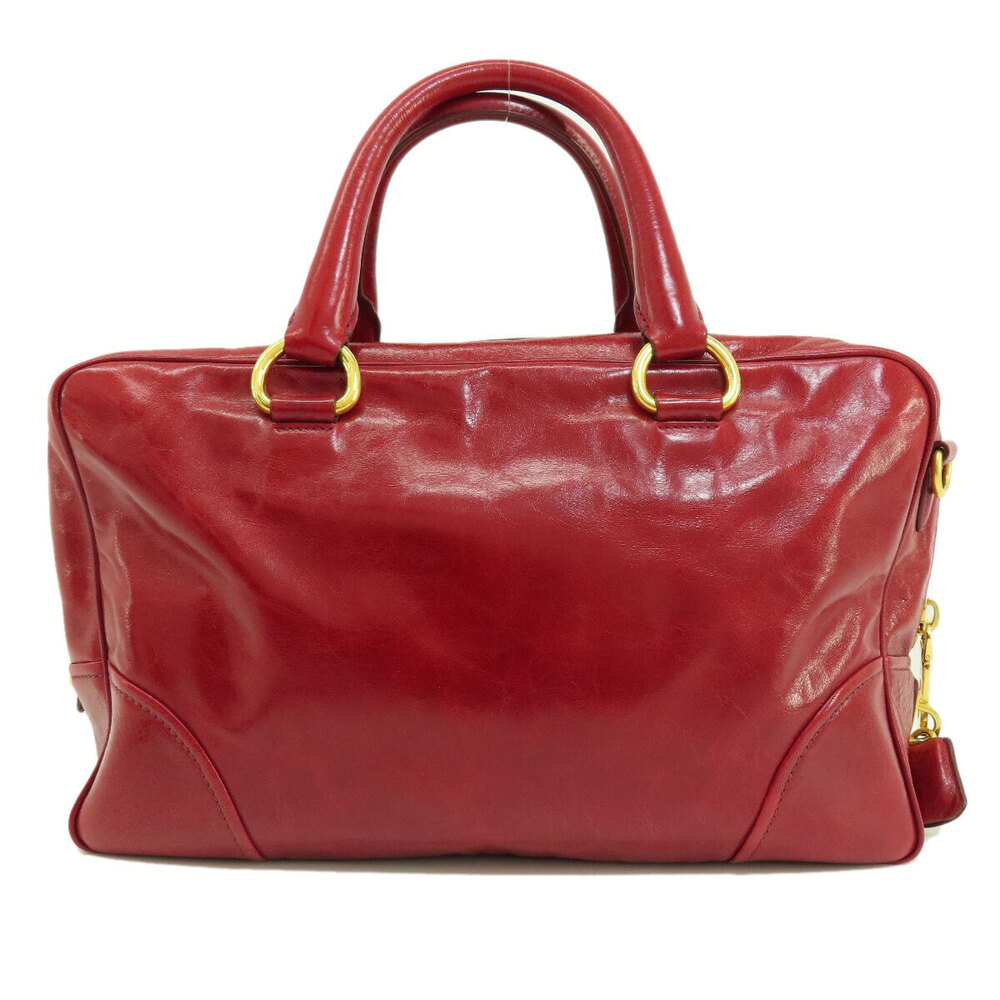 Prada Leather Shine Handbag Vitello Black